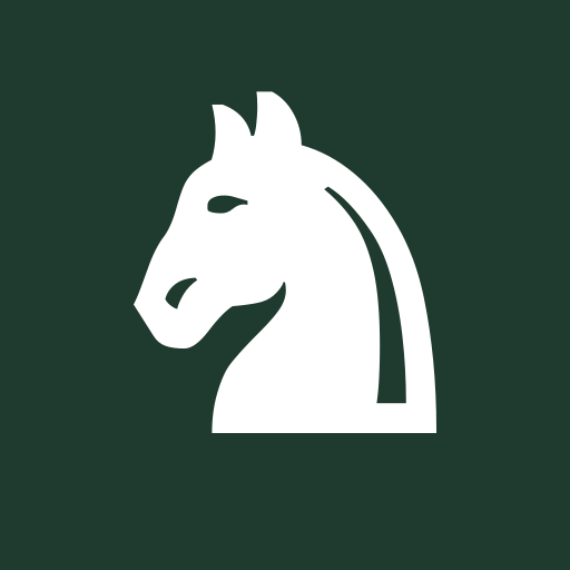 Cavalier d'échecs blanc sur fond vert foncé